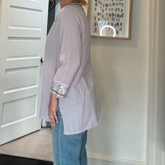 Nicoleblu Boho Beaded Tunic Top Lavender Sequin Embellished Medium - Picture 3 of 11